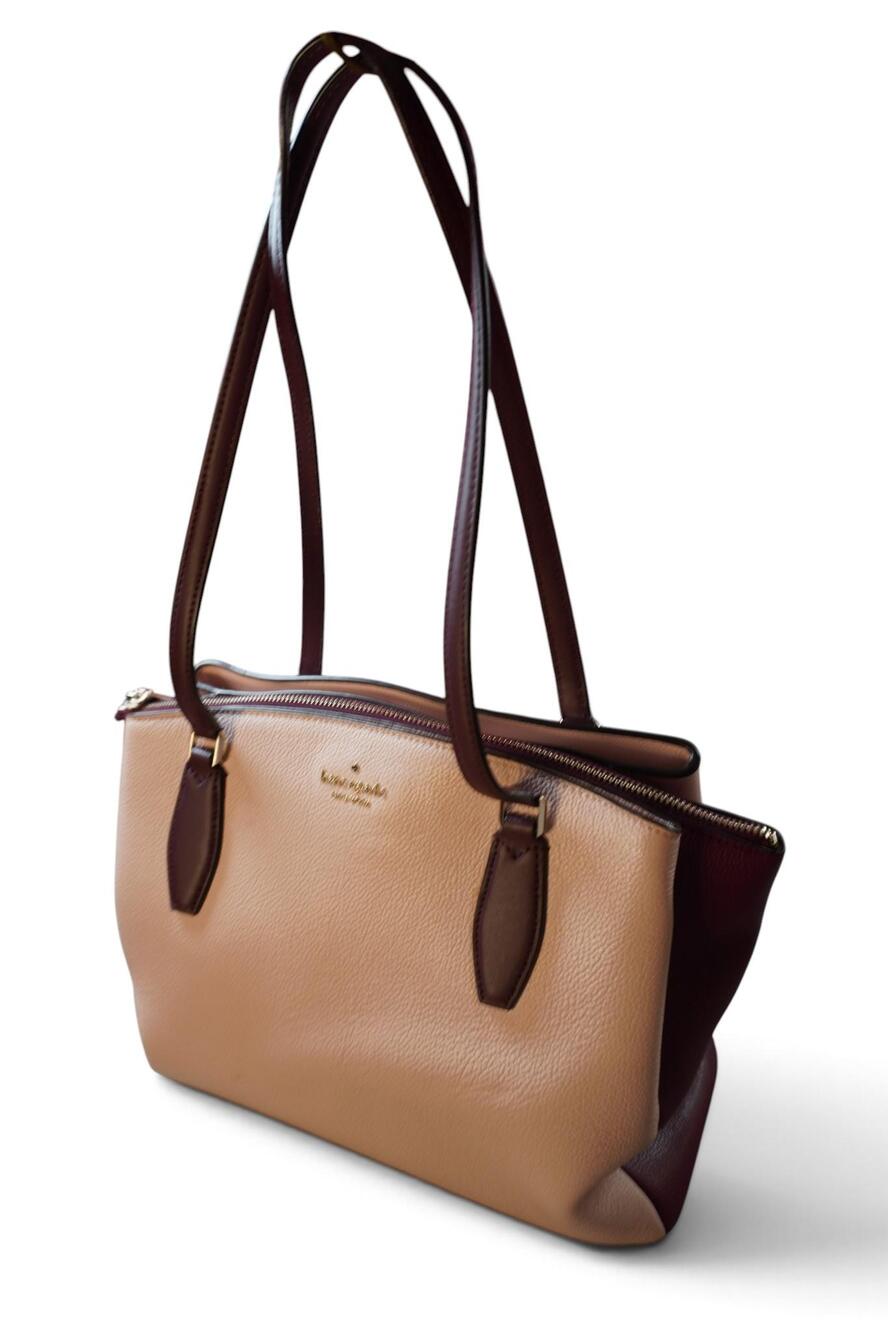 Kate Spade Tote Bag Womens Large Pink Leather Colorblock Zip Shoulder Everyday